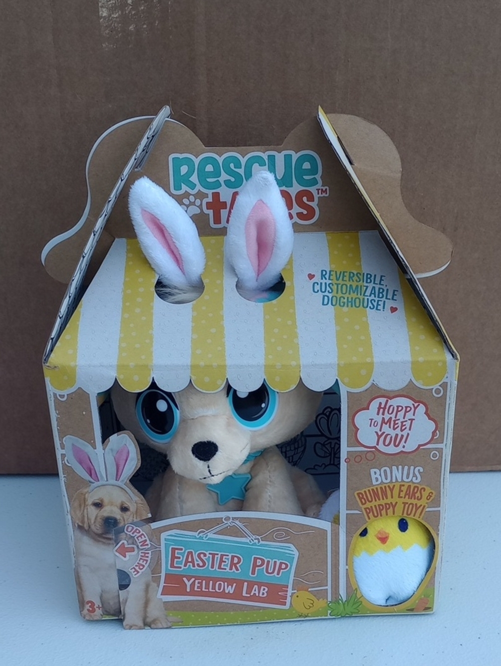 Rescue Tails Easter Pup Yellow Lab Plush with Bonus Bunny Ears Little Tikes